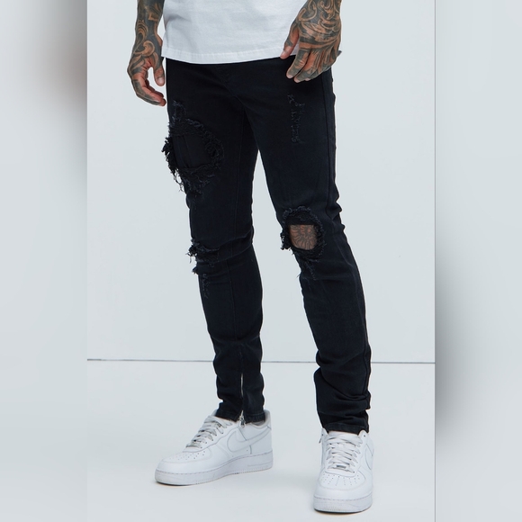Fashion Nova Other - Nova Men Black Distressed Point Of View Skinny Jeans Size 30
